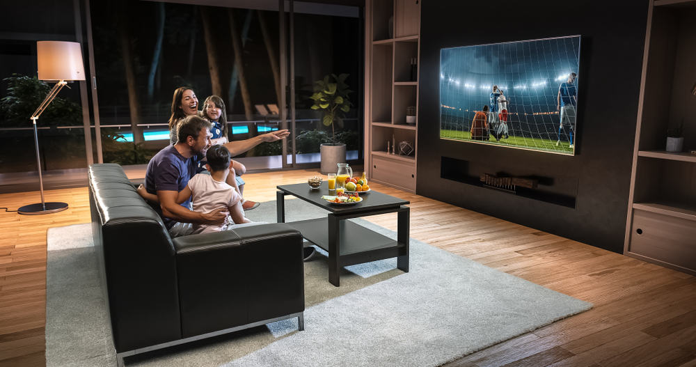 Family watching soccer match via CTV